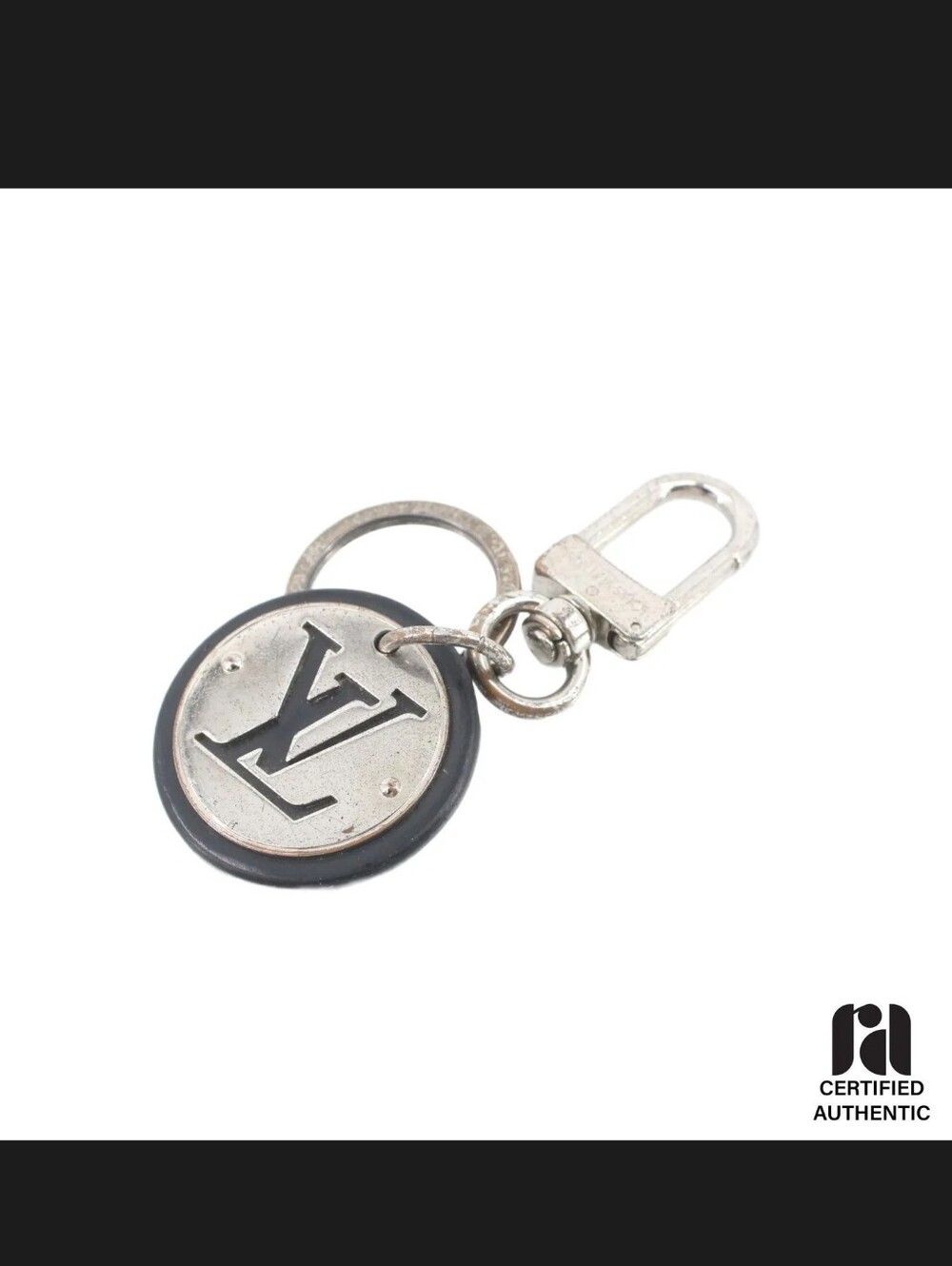 Louis Vuitton Silver and Black Round Charm W/COA